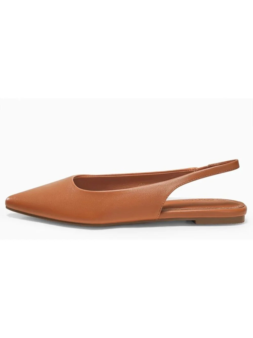 Women's Brown Faux Leather Comfortable Slip On Pointed Closed Toe Ballet Flats